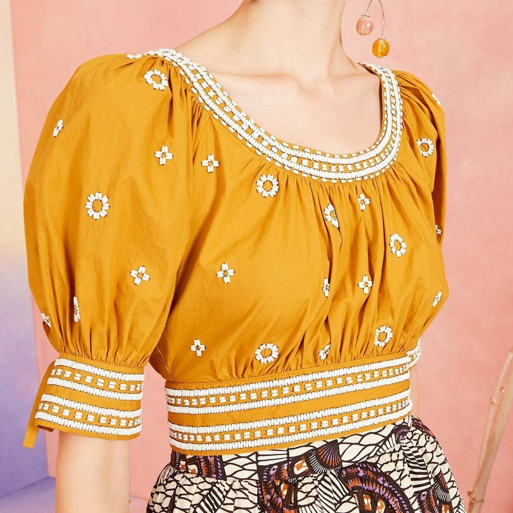 Ulla Johnson cropped beaded Zola top